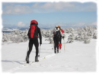Big Nordic Raid crossing the high ridges of Margeride and the Mont Lozerealtitude de Margeride et du Mont Lozere