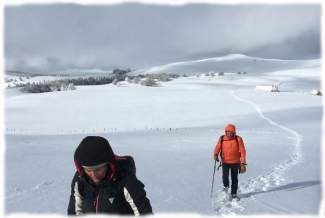 Winter, Aubrac and its large snowy expanses are an invitation to snowshoe hikingndues de l'Aubrac